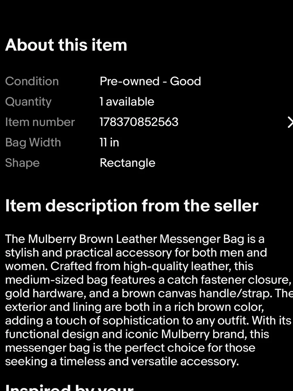 Mulberry Dark Brown Leather Messenger Bag with Gold Turn-Lock
